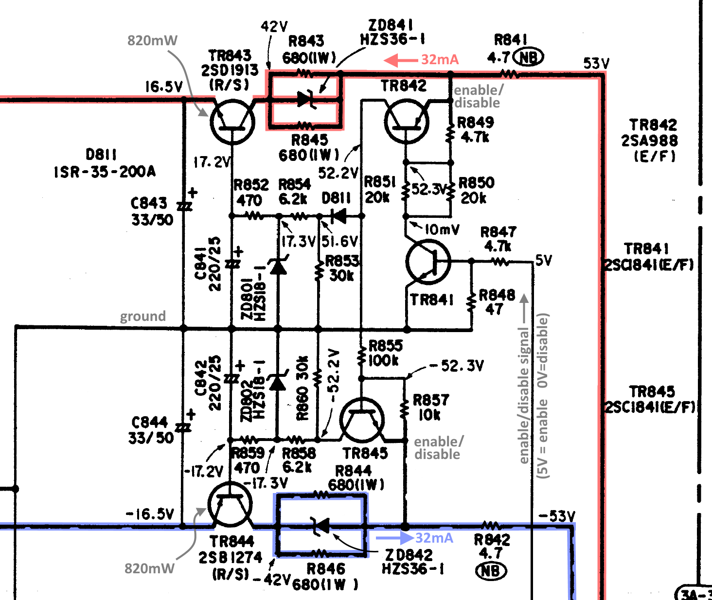 Denon PMA-980R schematic detail voltage regulator | denon, detail