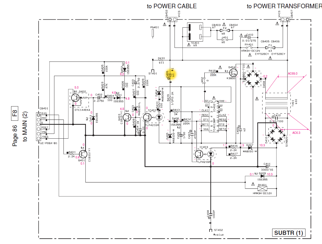 Yamaha RX V457 RX V557 Schematic Detail Standby Power Supply Faulty