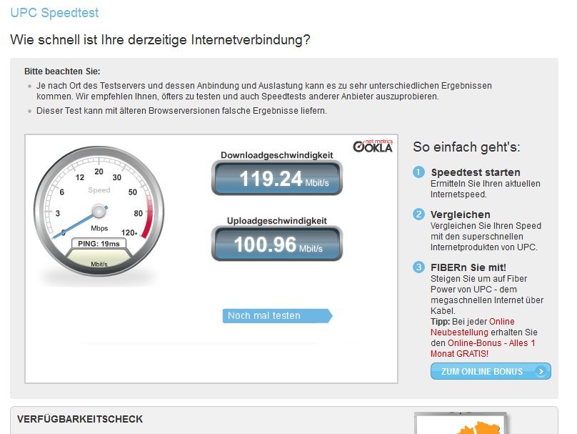 Speed test upc