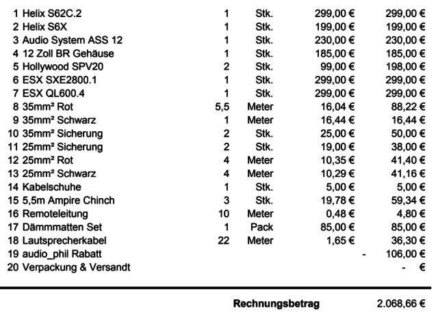 Meine Bestellung Anfang 2023