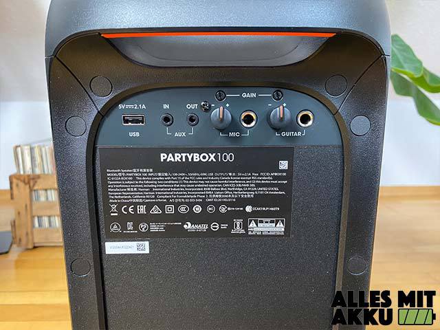 Jbl Partybox 100 Test Rueckseite