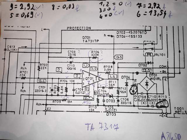 Schaltplanauszug Lautsprecherschutzschaltung Onkyo A 8450