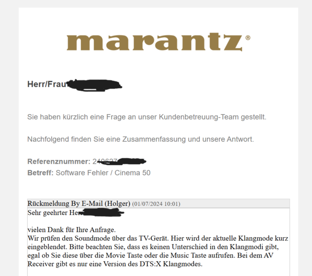 Marantz Antwort