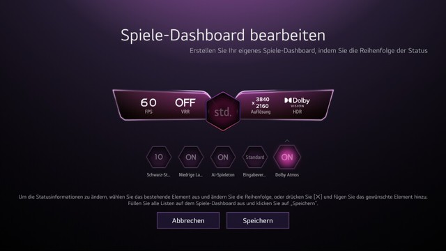 LG Spiele-Dashboard