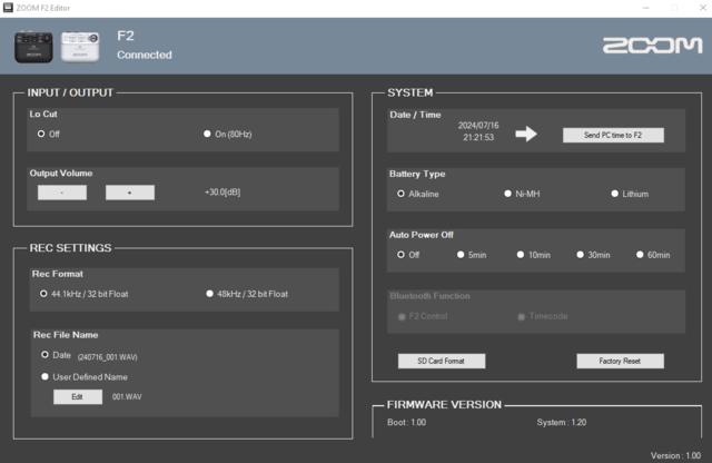 Zoom F2 Editor