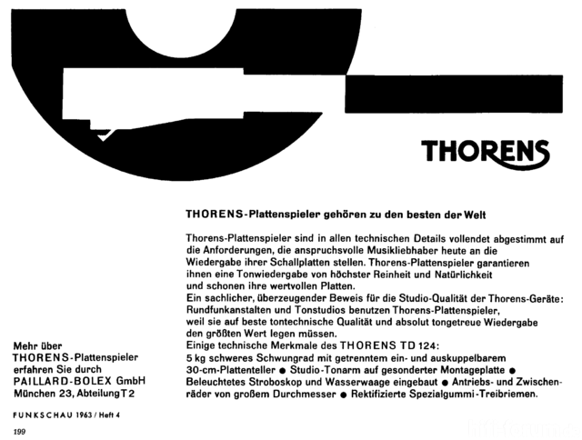 Thorens TD 124 Webung 1963