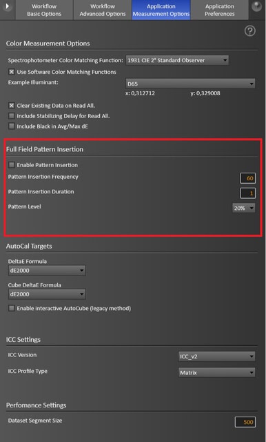 Application Mesurment Options