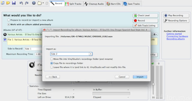 Vinylstudio 5- Import wav. Datei