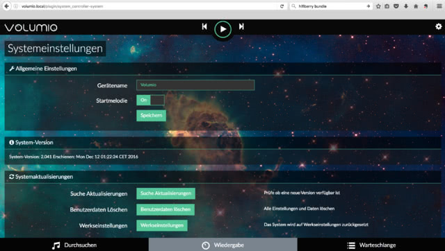 Volumio Einstellung System