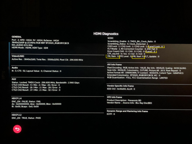 LG OLED C9 PUA   HDMI Diagnostics Hidden Menu   Source Panasonic BD DV   Edited