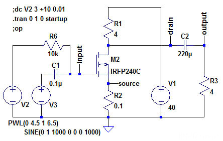 MOS Verstaerker mit Sinussignal IRFP240