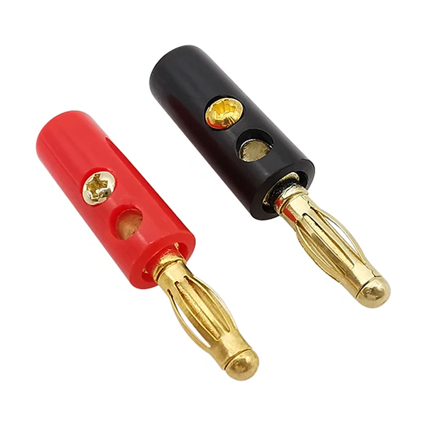 Gold Plated Screw 4mm Banana Plug Audio Speaker Wire Cable Connector Adapter Black Red