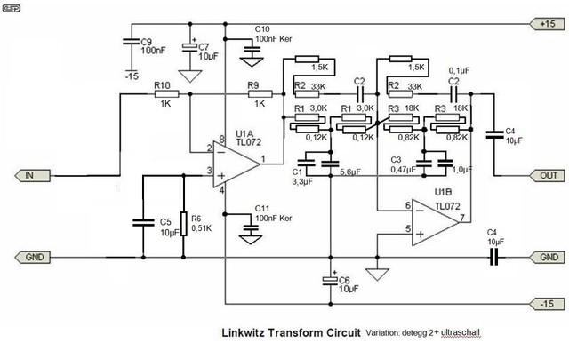 2013-07-14 Linkwitz Transform Circuit   Variation detegg 2 + ultraschall