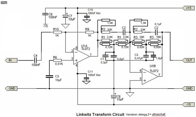 Linkwitz Transform Circuit   Variation detegg 2 + ultraschall
