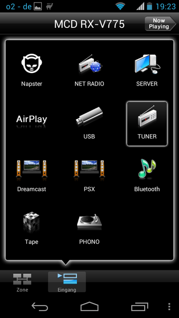Yamaha Zone 2 Quellen Auswahl Android App