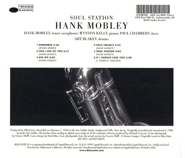Hank Mobley   Soul Station   Back