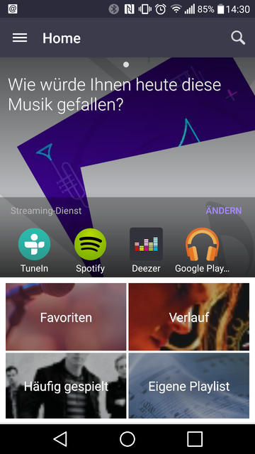 MusicFlow Homescreen