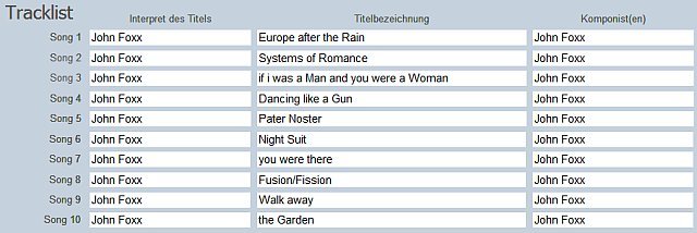 Tracklist John Foxx · The Garden