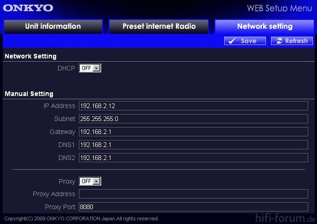 Onkyo 1008 Webconfig