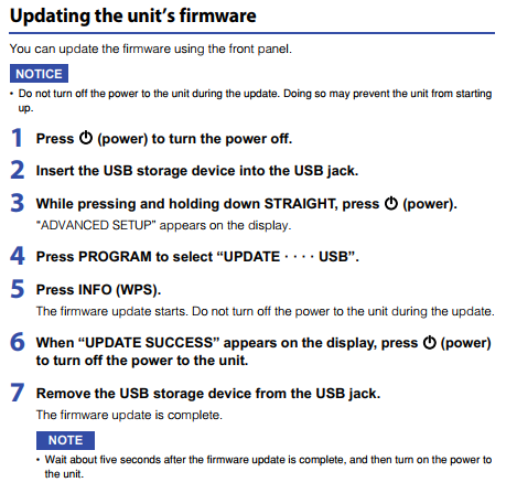 Yamaha Firmware Update v1.95