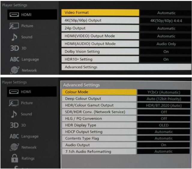 Settings Panasonic