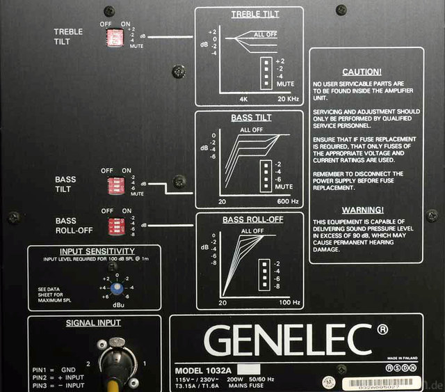 Genelec 1032A Studiomonitor Rückseite