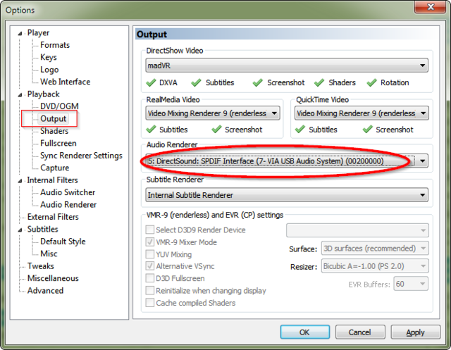 MPC Output options