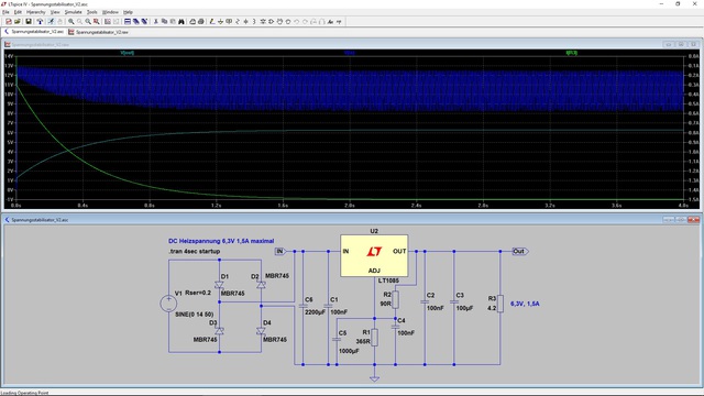 Netzteil 6,3V DC, 1,5A Simulation