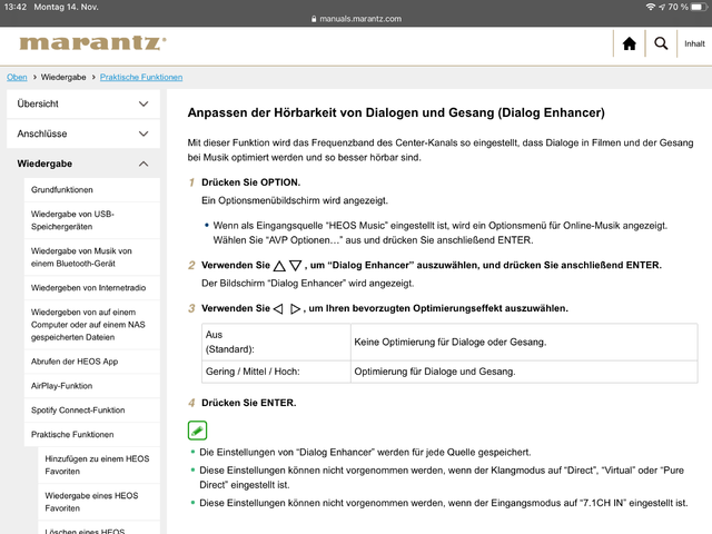 Marantz Dialog Enhancer