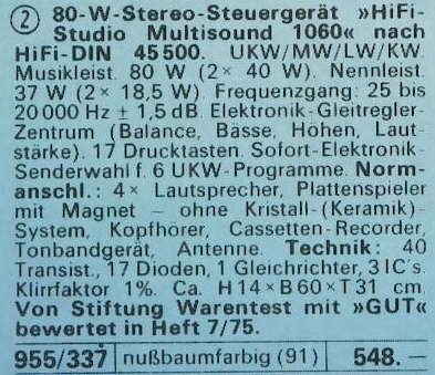 Neckermann Multisound 1060 Beschreibung