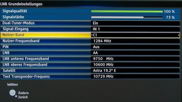 VTW60 LNB Grundeinstellungen