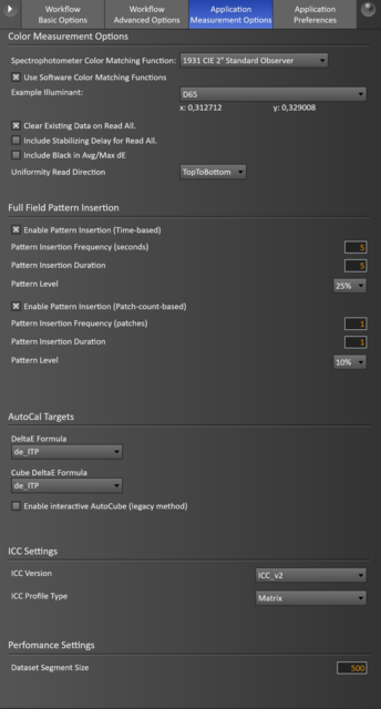 Application Measurement Options