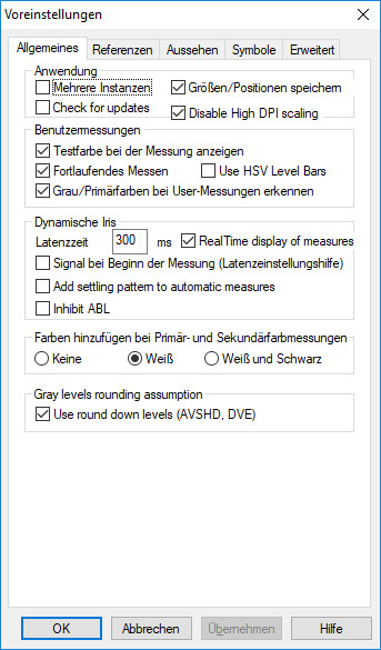 Voreinstellungen - Allgemeines