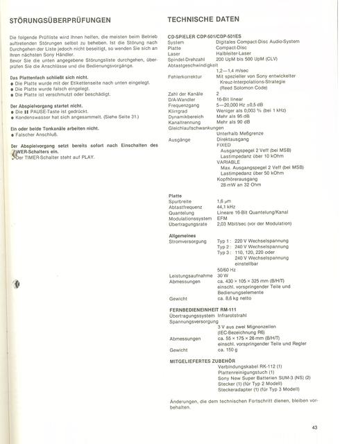 CDP 501 CDP 501ES Manual Seite 43