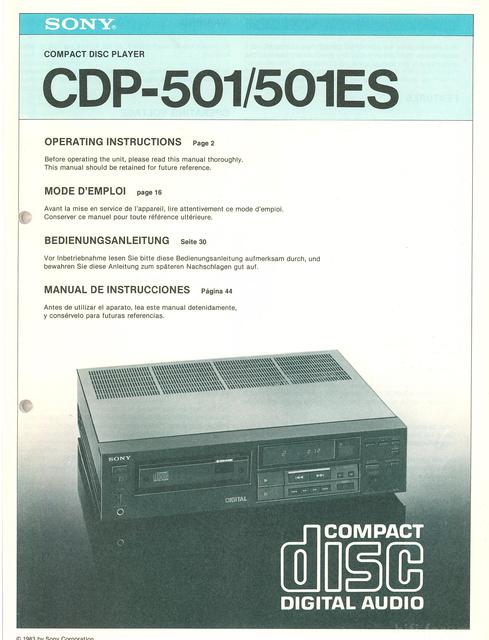 CDP 501 CDP 501ES Manual Titelseite