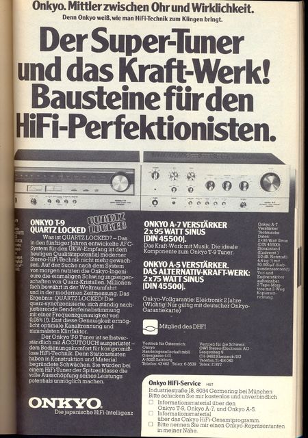 Onkyo-Werbung aus HiFi-Stereophonie-Test 77-78