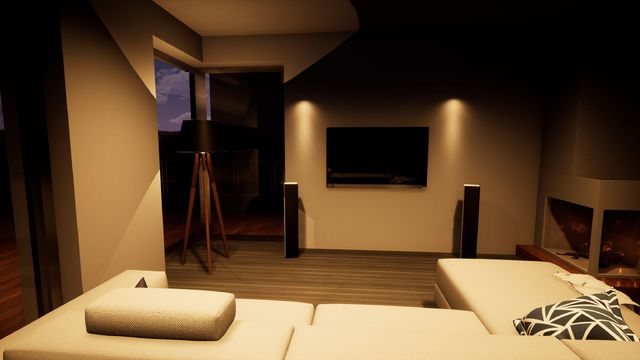 Wohnzimmer Rendering Nacht