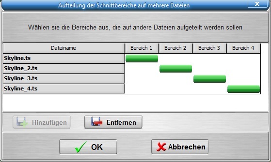 Doc Aufteilung der Schnittbreiche auf mehrere Dateien