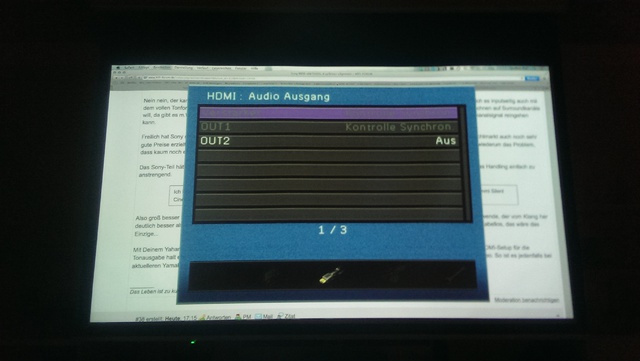 Yanaha Receiver HDMI Menü Und Untermenue