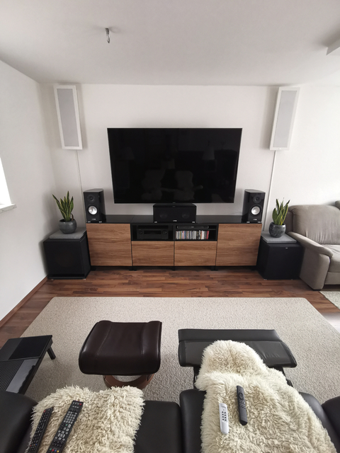 Wohnzimmer Denon Canton Anlage