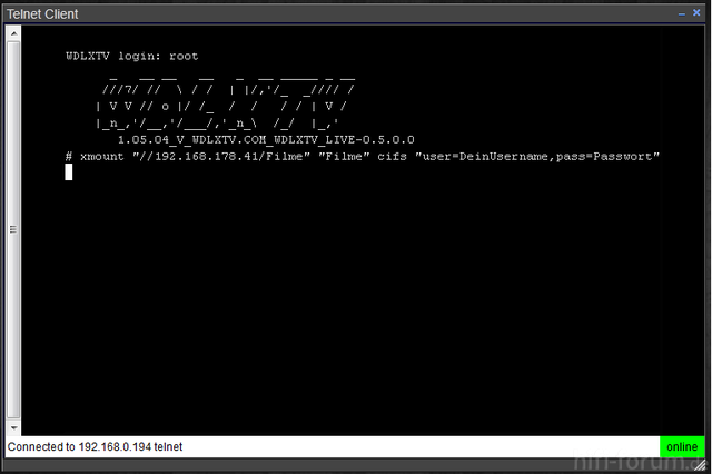 Telnet Xmount