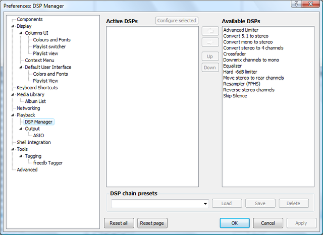 Foobar2000   DSP Manager