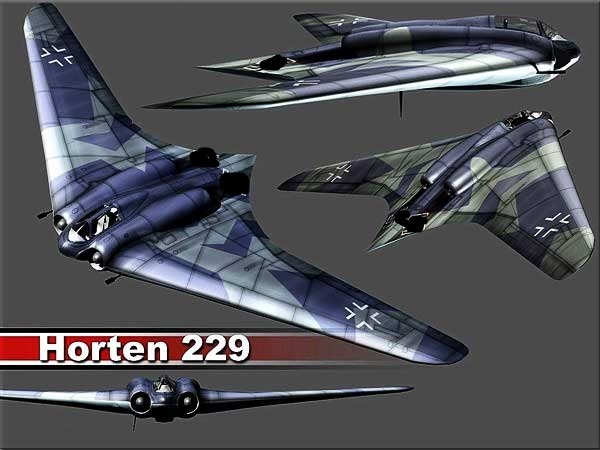 4 View Horten Ho 229 Flying Wing Fighter Bomber Rendering