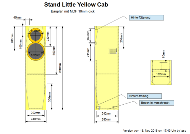 Bauplan Einer Stand Little Yellow Cab