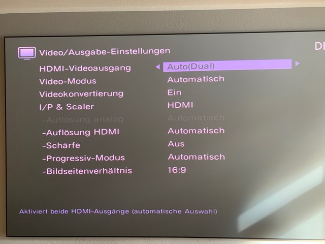 Denon Ausgabe Einstellungen