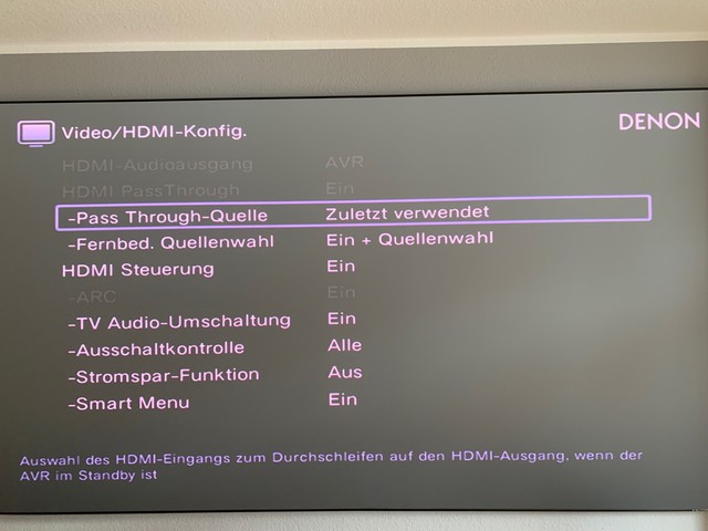 Denon HDMI Einstellung