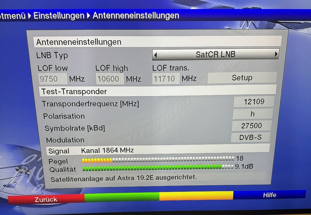 Sat Einstellung externer Receiver