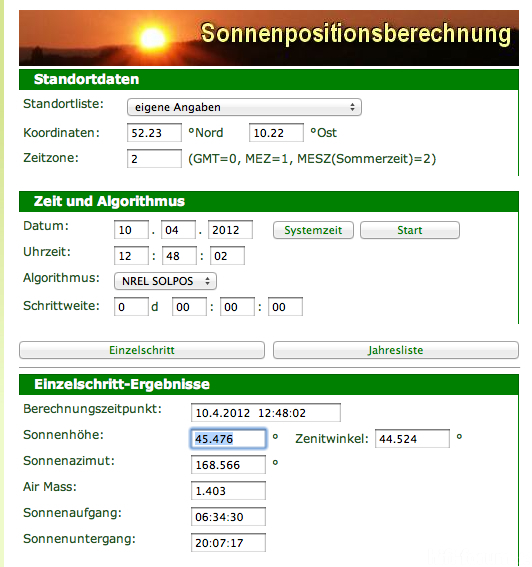 Sonnenstand 10.4.2012