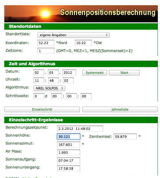 Sonnenstand Am 2.3.2012 (Sun Outage)