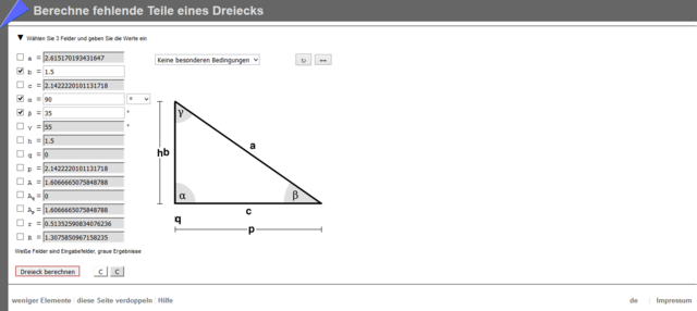Screenshot 2018 3 11 Dreieck Rechner Für Fortgeschrittene